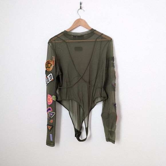 IVY PARK x Adidas army green mesh Trail Light sheer patch bodysuit - Picture 8 of 9